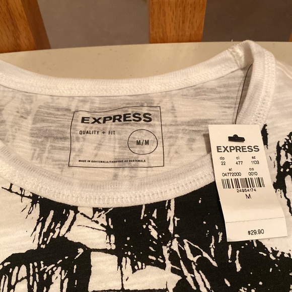 *New* Express short sleeve t-shirt. Color: Black/White. Size: M - Picture 3 of 5